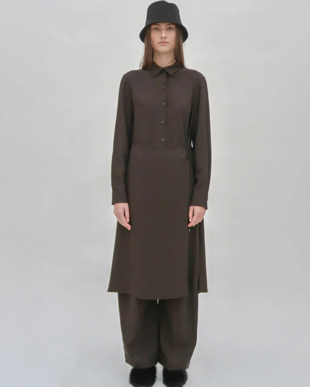 ASYMMETRIC APRON SHIRT - VISCOSE TWILL