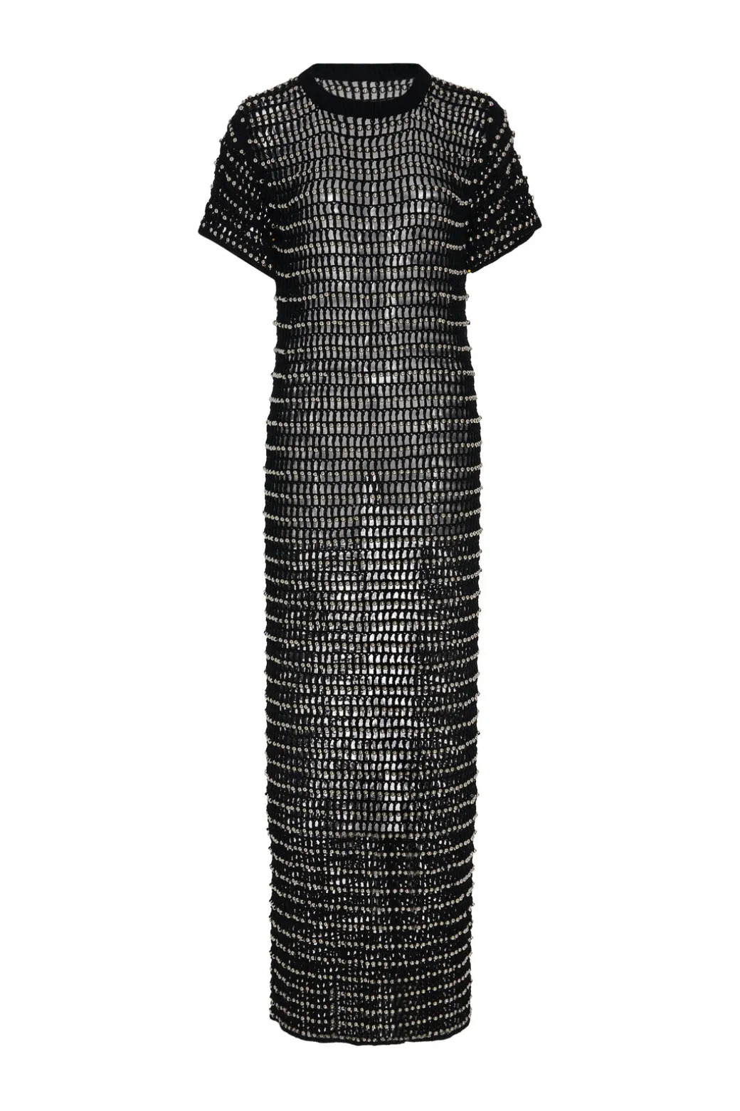 BEADED CROCHET SHORT SLEEVE DRESS