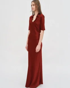BIAS POLO TOP - SILK SATIN