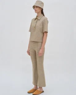 BOXY POLO T-SHIRT - HOUNDSTOOTH PLAID