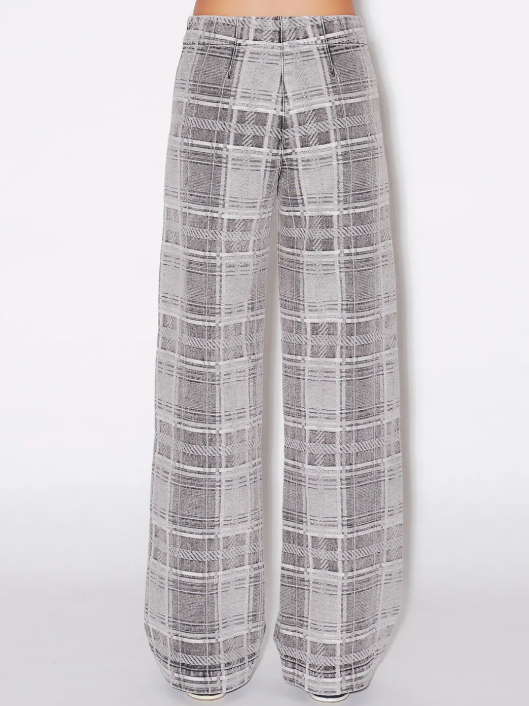 BUTTON FRONT DENIM PANT - PLAID DENIM