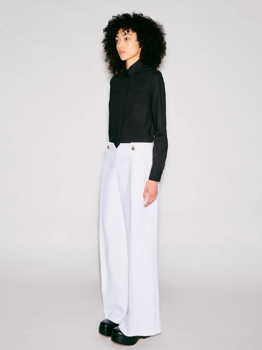 BUTTON PLEAT PANT - WOOL SCUBA
