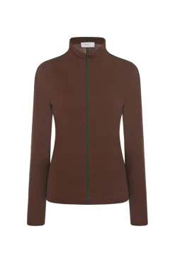 CONTRAST STITCH MOCK NECK T-SHIRT