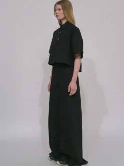CROPPED OVERSIZED POLO - BLACK DENIM