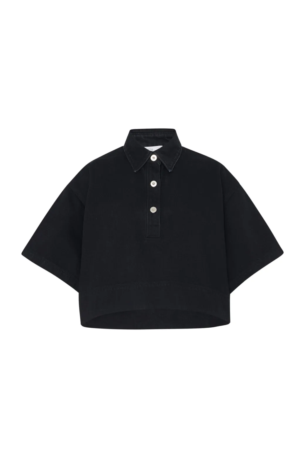 CROPPED OVERSIZED POLO - BLACK DENIM