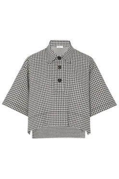 CROPPED OVERSIZED POLO - GINGHAM