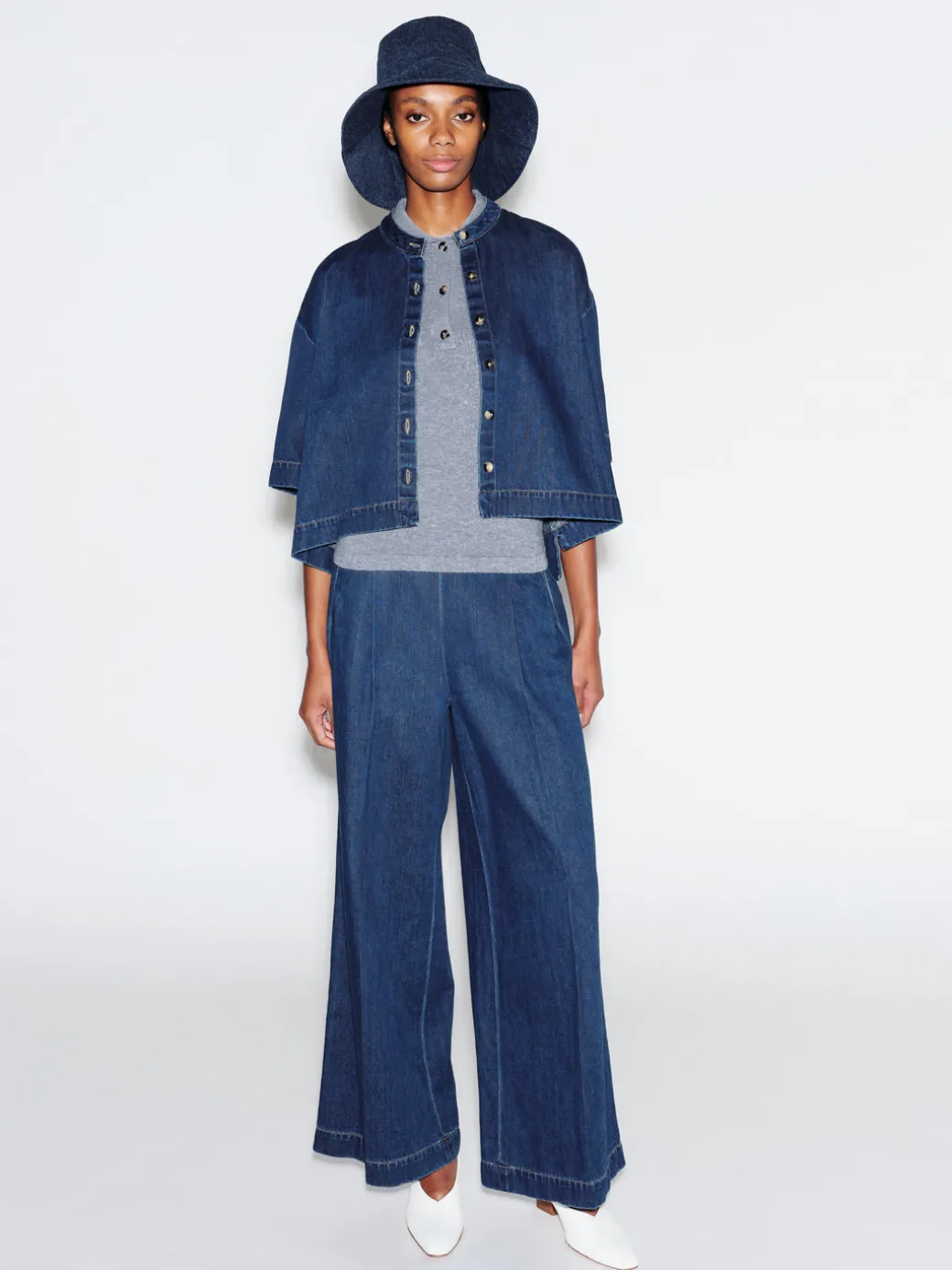 CROPPED OVERSIZED SHIRT - DENIM
