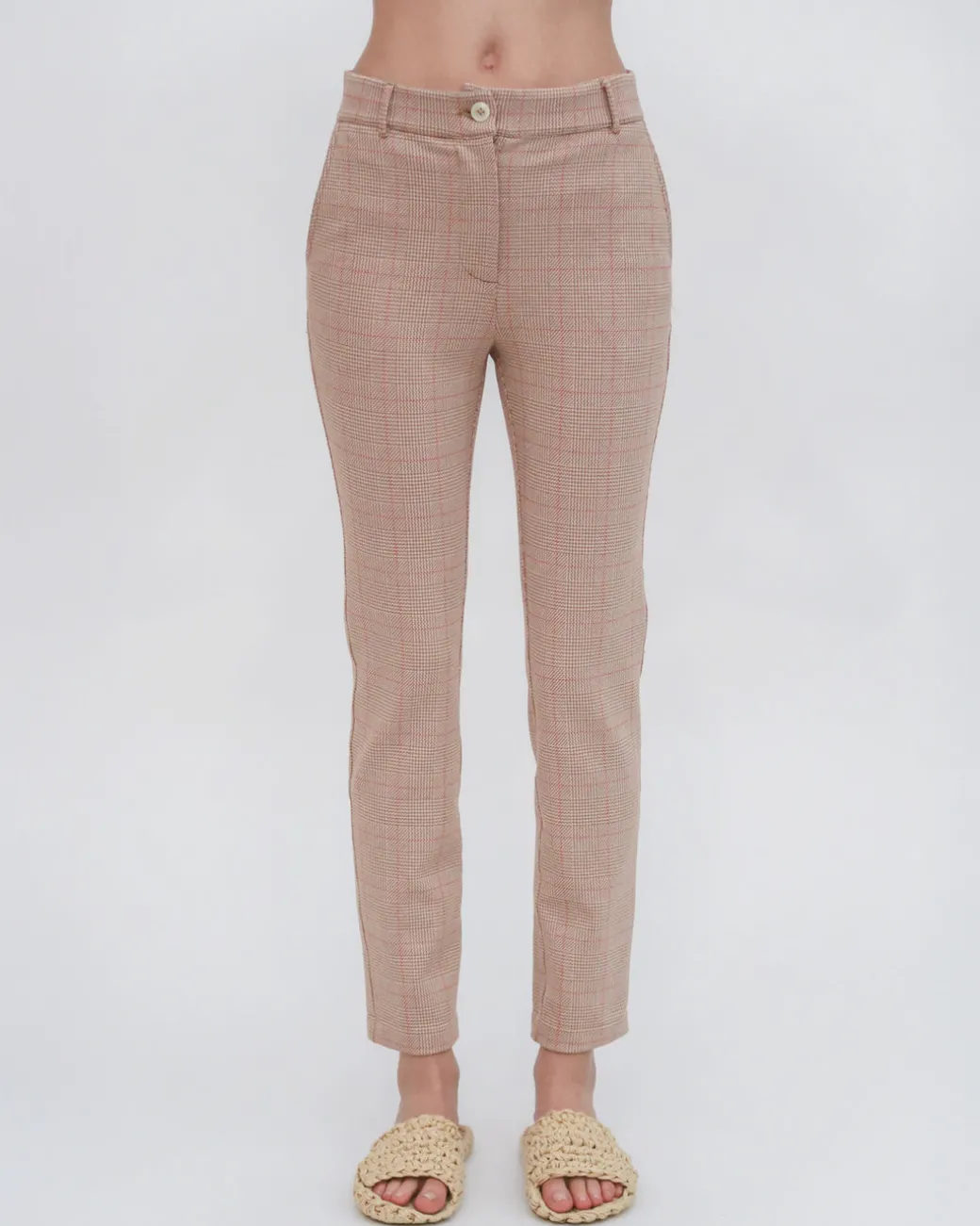 CROPPED SKINNY CASUAL PANT - PLAID
