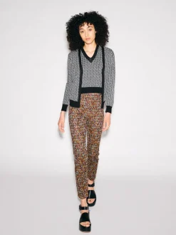CROPPED SLIM PANT - BROKEN CHEVRON
