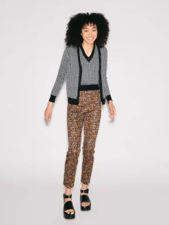 CROPPED SLIM PANT - BROKEN CHEVRON