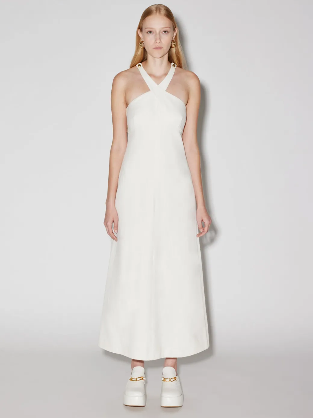 Cross Neck Button Dress