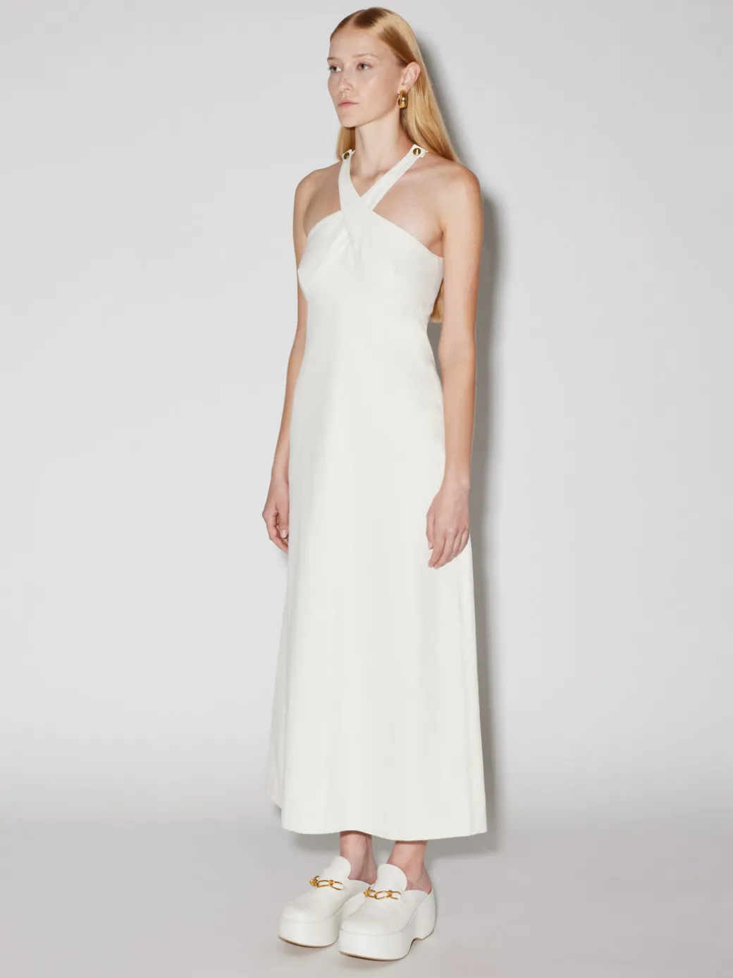 Cross Neck Button Dress