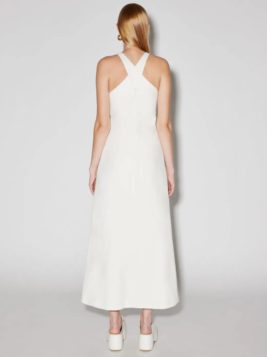 Cross Neck Button Dress
