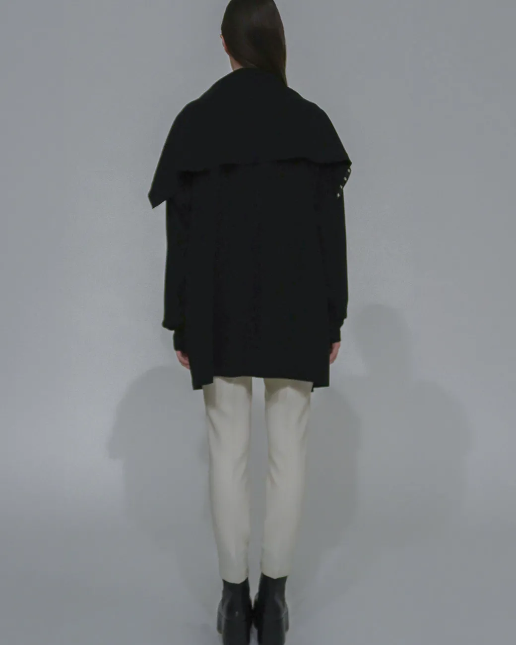 FUNNEL NECK SNAP CARDIGAN