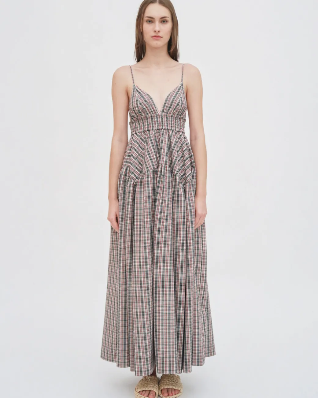 GATHERED PEPLUM CAMISOLE DRESS