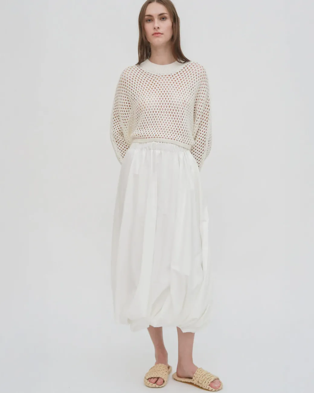 HAND KNIT MESH DOLMAN PULLOVER