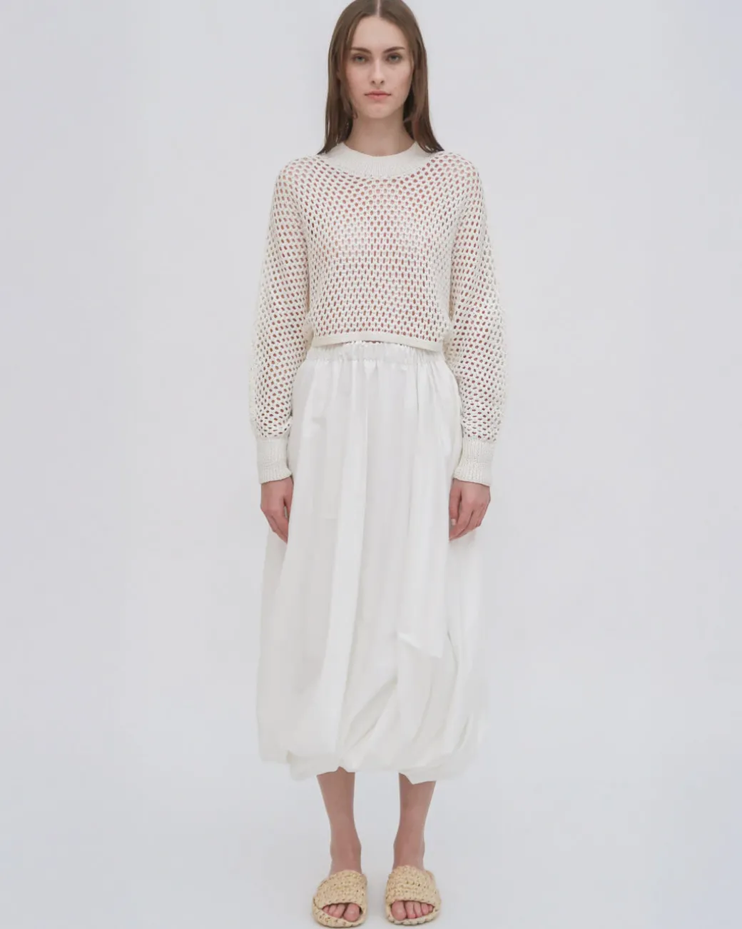 HAND KNIT MESH DOLMAN PULLOVER