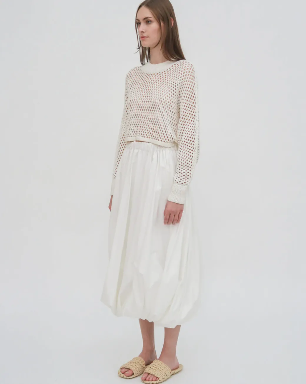 HAND KNIT MESH DOLMAN PULLOVER