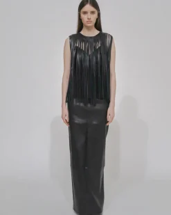 LEATHER FRINGE TOP