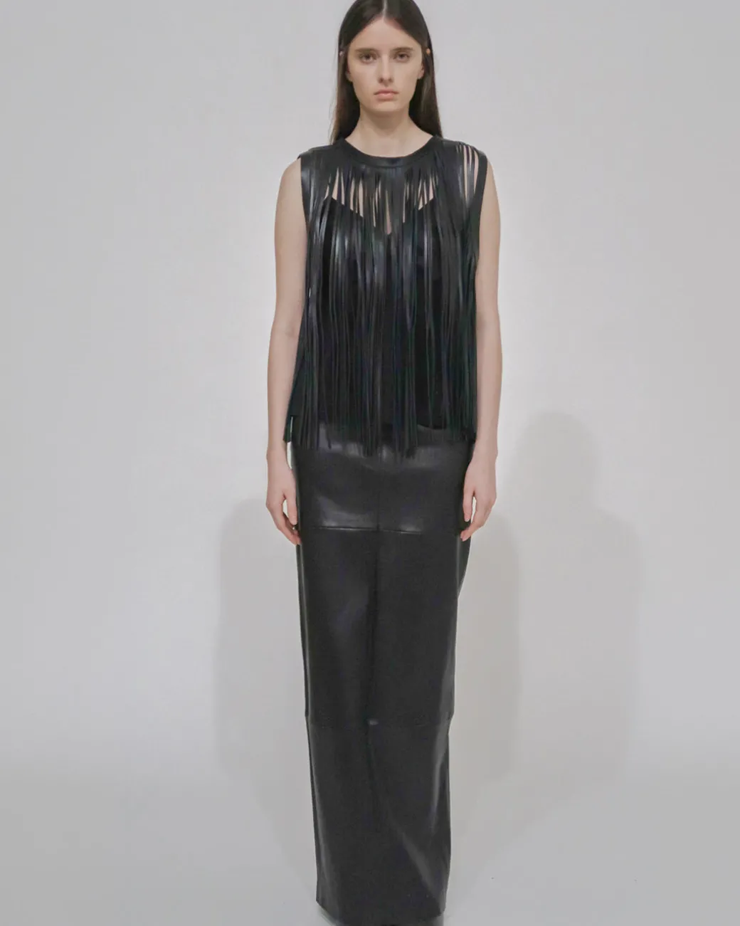 LEATHER FRINGE TOP