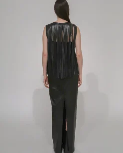 LEATHER FRINGE TOP