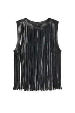 LEATHER FRINGE TOP