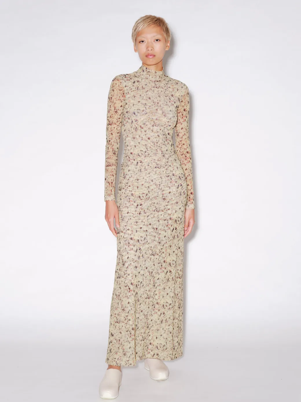 LONG SLEEVE TURTLENECK DRESS - FOAM