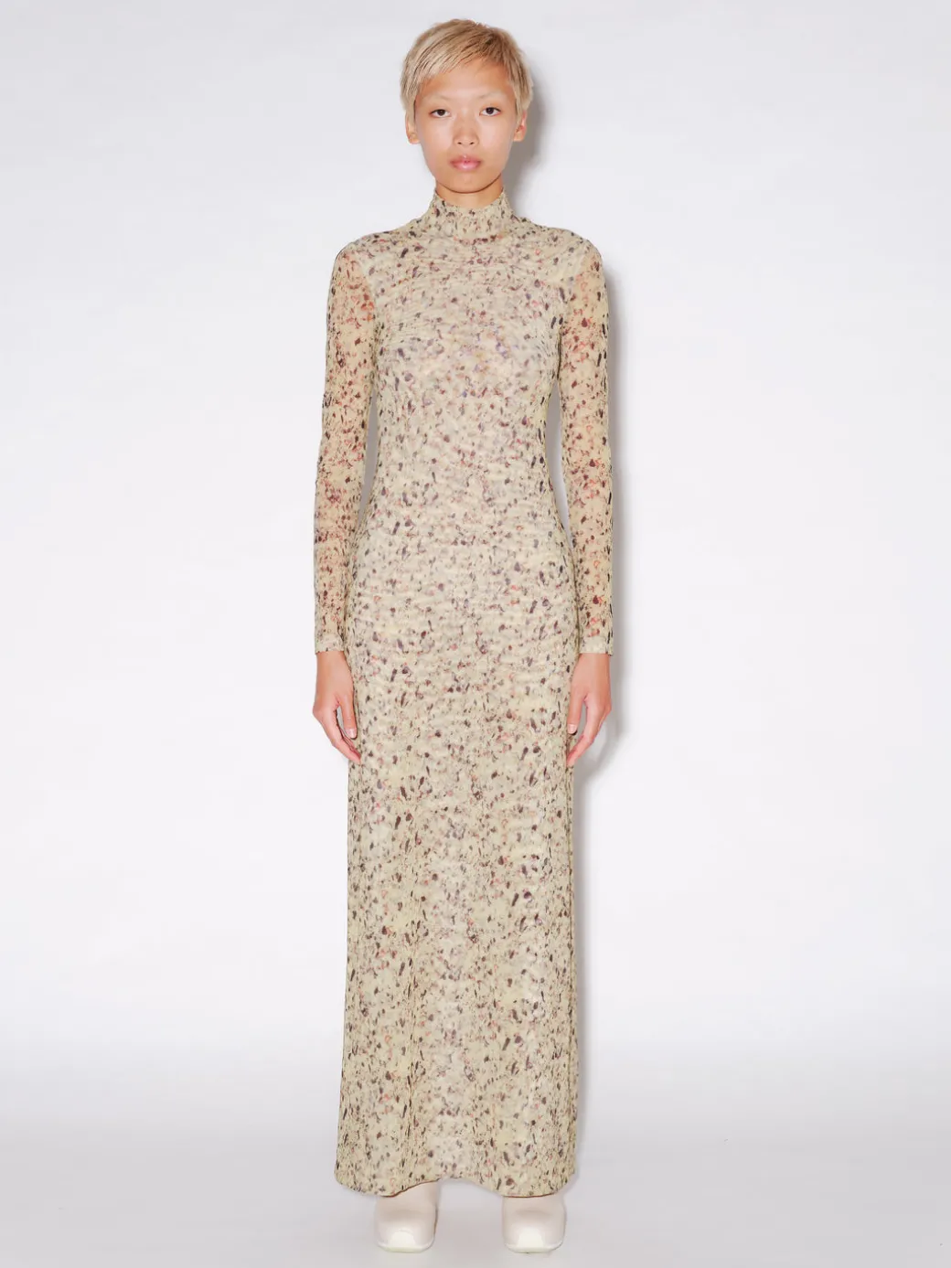 LONG SLEEVE TURTLENECK DRESS - FOAM