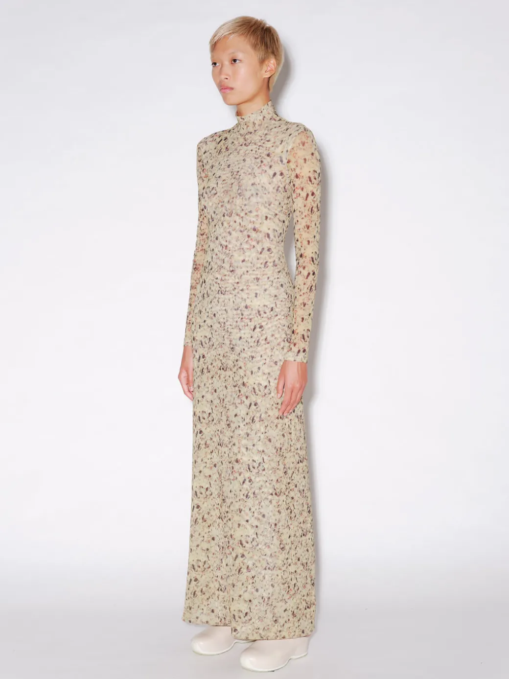 LONG SLEEVE TURTLENECK DRESS - FOAM