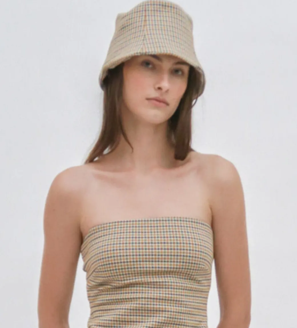 PANELED BUCKET HAT - HOUNDSTOOTH