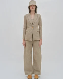 PEAK LAPEL JACKET - HOUNDSTOOTH PLAID