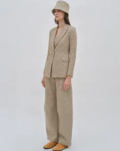 PEAK LAPEL JACKET - HOUNDSTOOTH PLAID