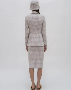 PEAK LAPEL JACKET - STRIPED WINDOWPANE JACQUARD