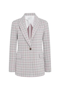 PEAK LAPEL JACKET - STRIPED WINDOWPANE JACQUARD