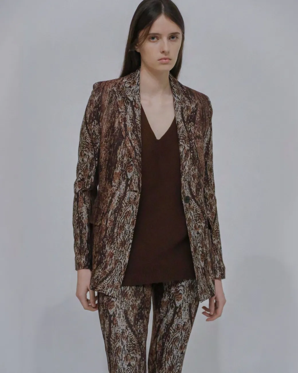 PEAK LAPEL JACKET - WOODGRAIN
