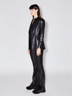 Peak Lapel Leather Jacket