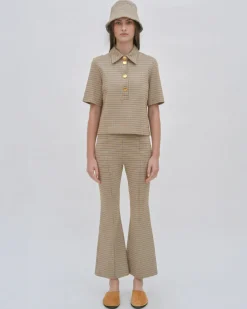 PULL ON CROPPED FLARE - HOUNDSTOOTH PLAID