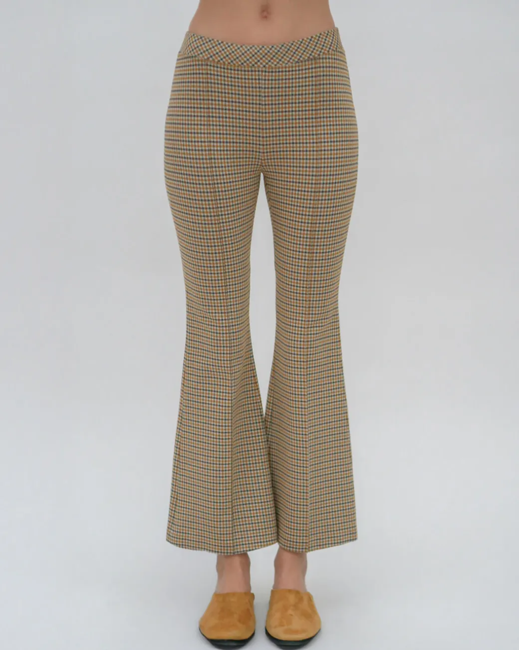 PULL ON CROPPED FLARE - HOUNDSTOOTH PLAID