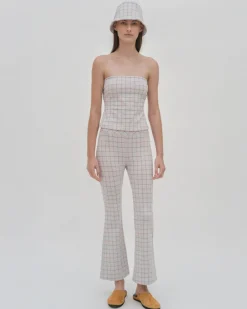 PULL ON CROPPED FLARE - STRIPED WINDOWPANE