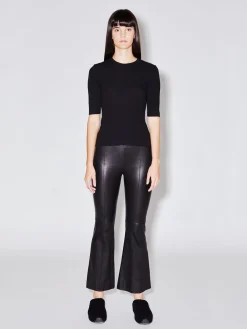 Pull On Cropped Leather Flare