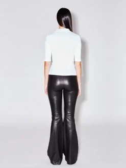 Pull On Pintuck Leather Flares