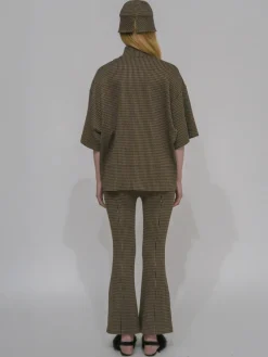 PULL-ON CROPPED FLARE - HOUNDSTOOTH