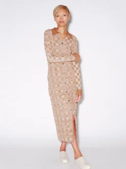 RIB KNIT SWEATER BUTTON UP DRESS