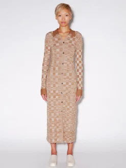 RIB KNIT SWEATER BUTTON UP DRESS