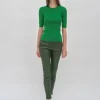 RIBBED CROPPED SLEEVE SWEATER
