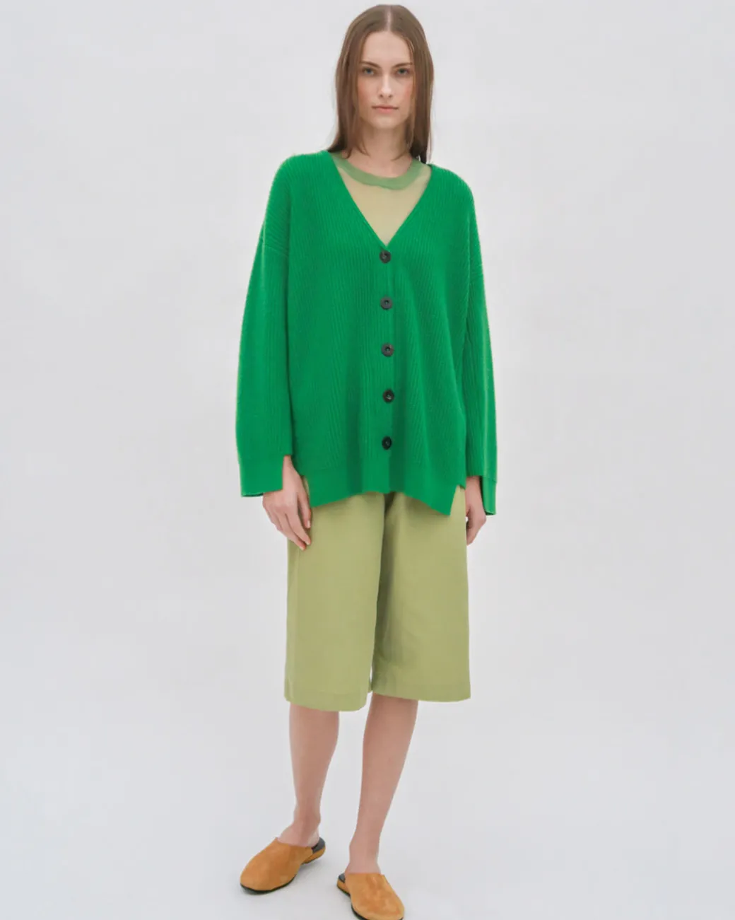 RIBBED PANELED CARDIGAN