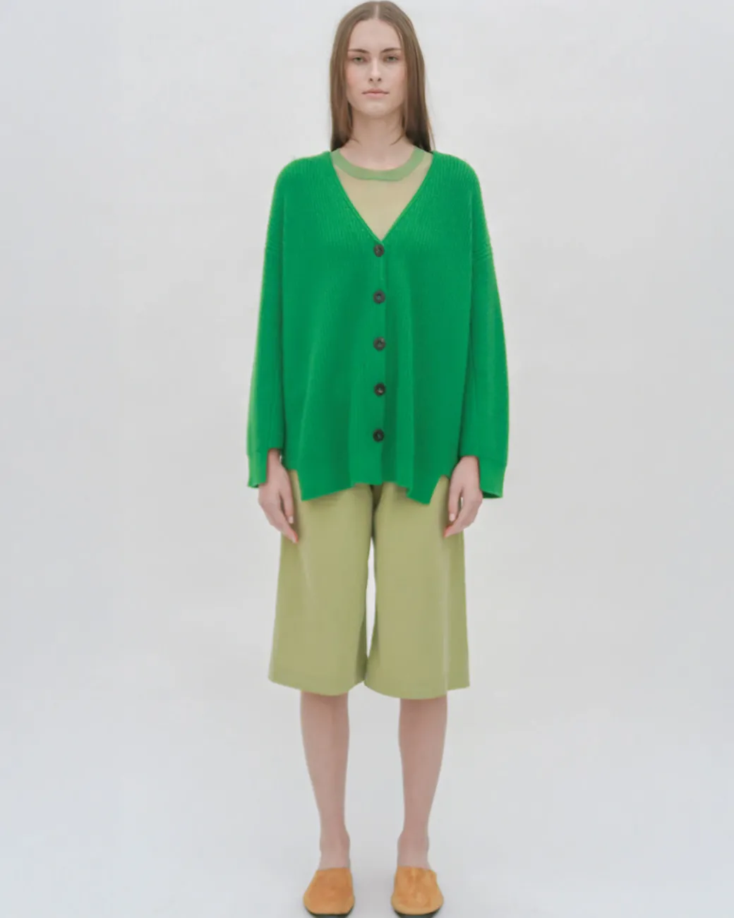 RIBBED PANELED CARDIGAN