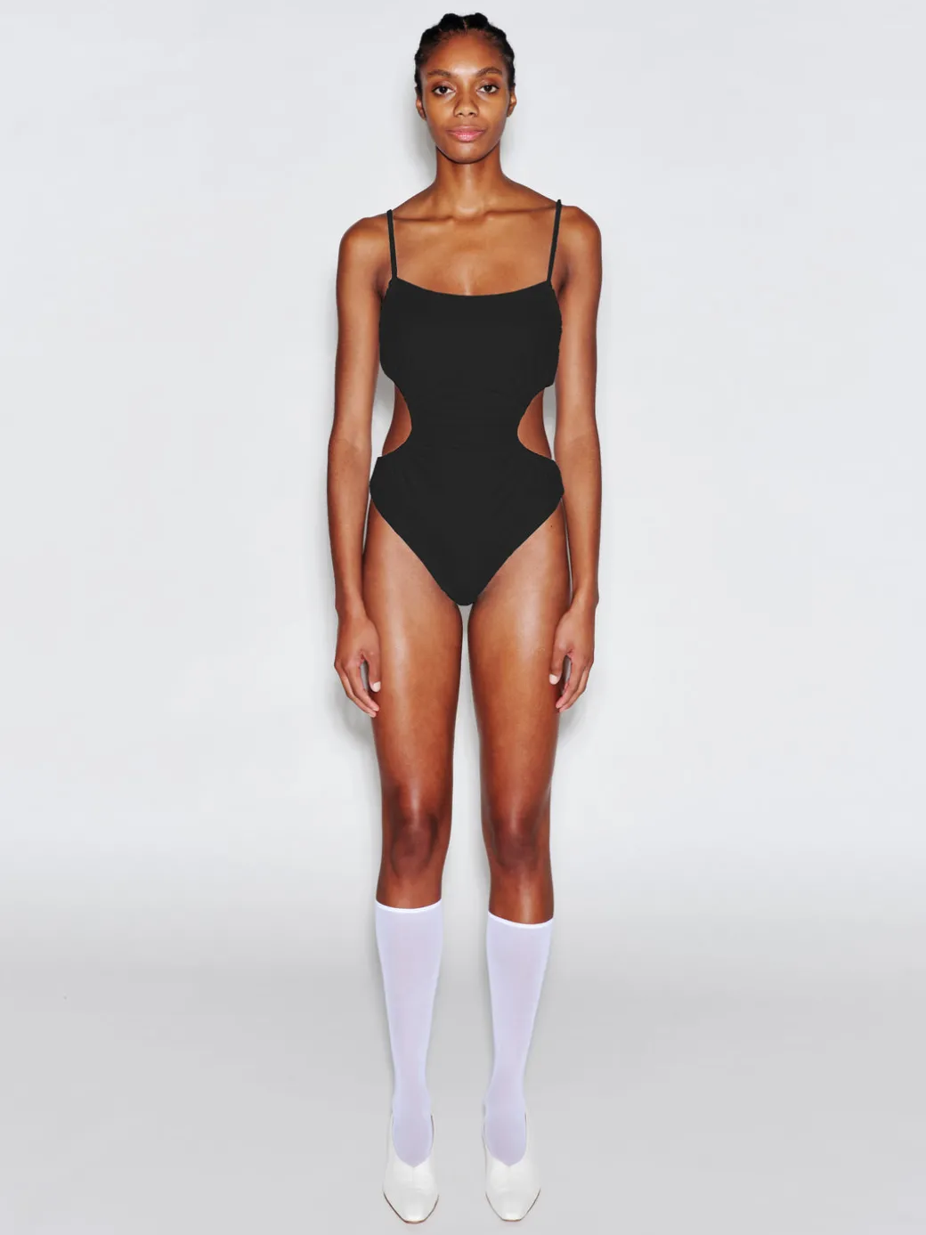 RUCHED CUTOUT TIE SWIMSUIT