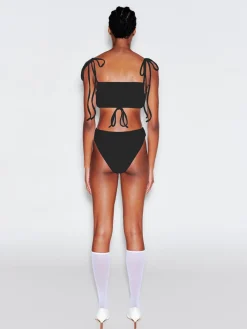 RUCHED CUTOUT TIE SWIMSUIT