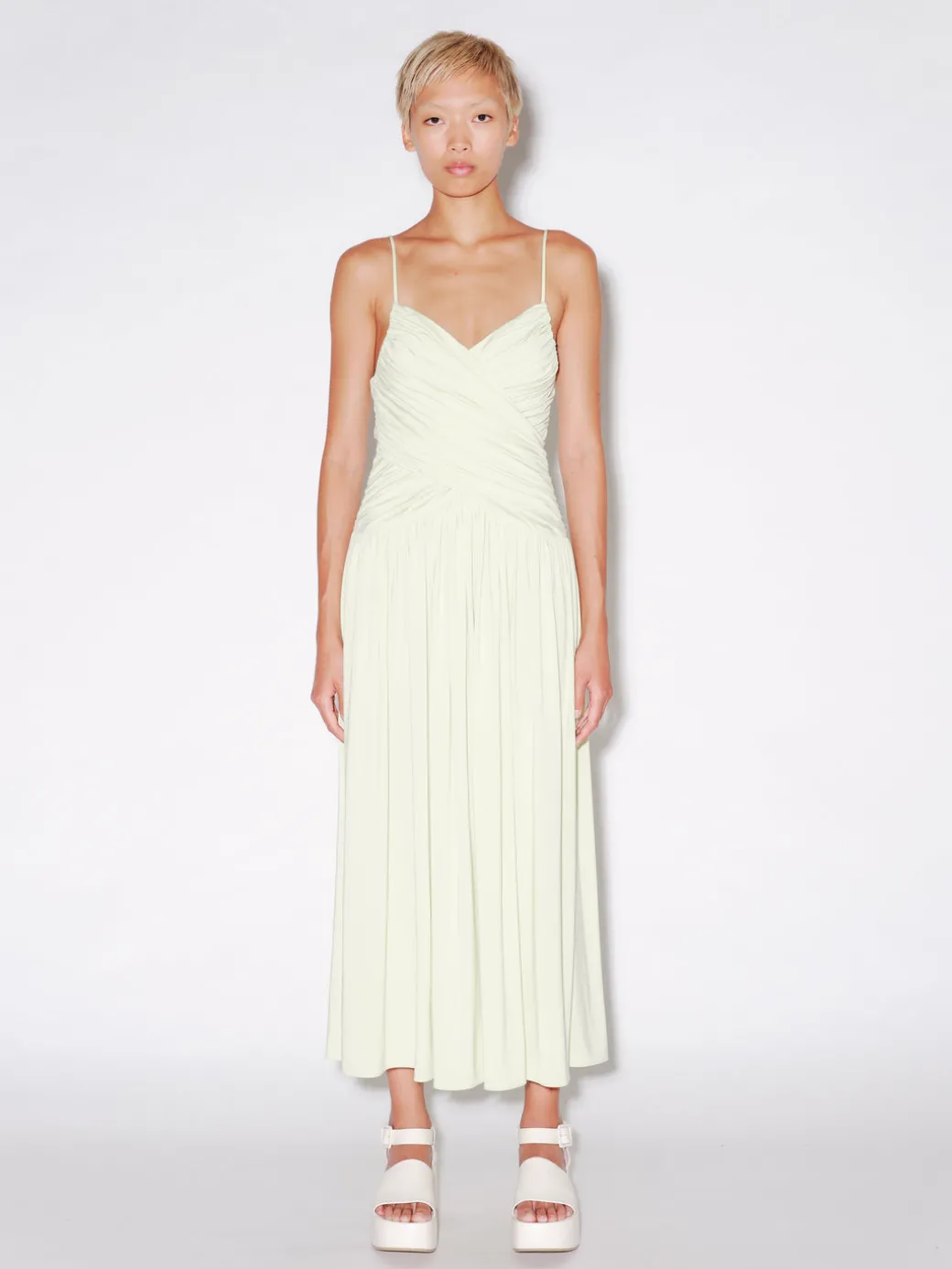 RUCHED SLIP DRESS